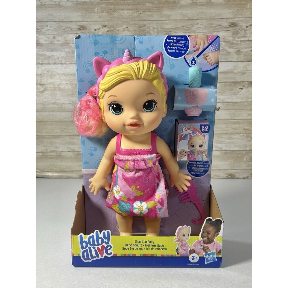 Baby Alive Glam Spa Baby Doll Unicorn Theme 2022 Hasbro, Pink Blonde